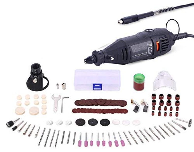 Diy Crafts Rotary Tool Kit Flex Shaft Variable Speed Electric Engraver Tools+Storage Case Including Multi-Functional 105X Accessory Bits For Easy Cutting Grinding Sanding Sharpen (Style # 6, Mix)