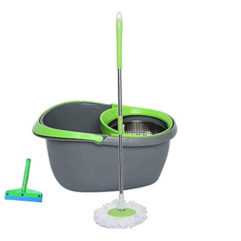 Frestol Steel Mop +1 Refill+Rod + Wiper – Grey/Lemon