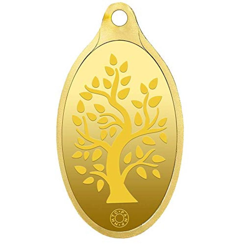 Muthoot Gold Bullion Corporation Metal 24K (999.9) Yellow Gold Bodhi Tree Pendant For Girls – 2 Gm