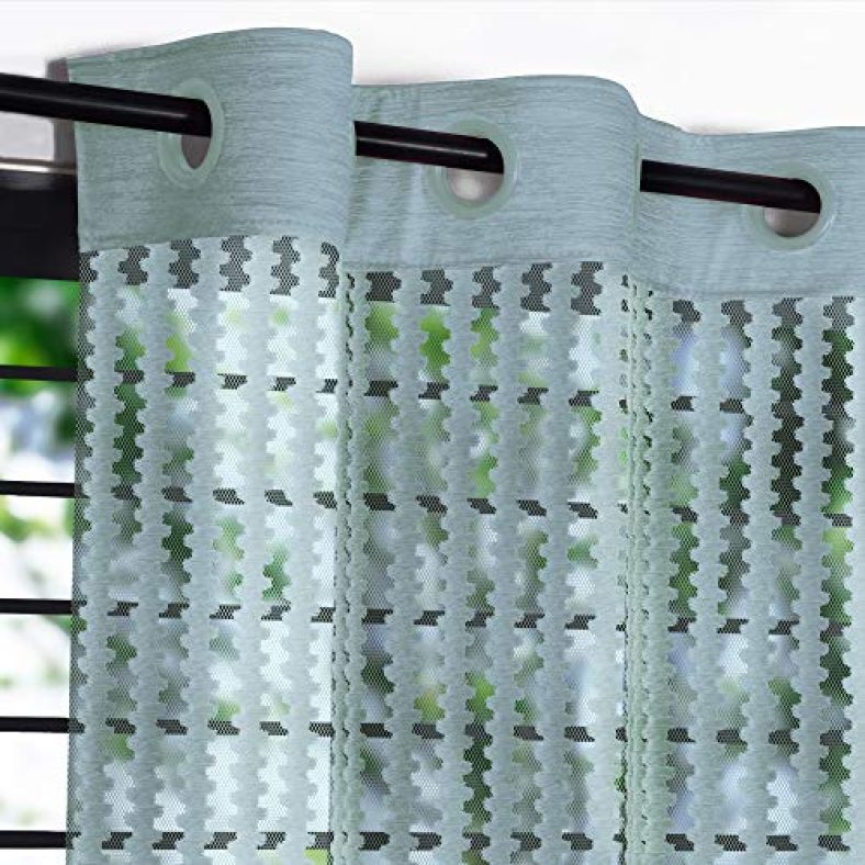 Story@Home Sheer Long Door Curtains Linen Look Semi Transparent Voile Grommet Elegance Curtains For Living Dining Room, Bedroom Drapes 46 X 108 Inch Long, Set Of 2 Panels, Grey