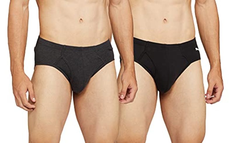 Men’S Stretch Brief Plain- Pack Of 2 Black Medium Grey