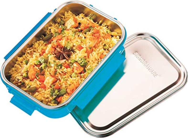 Signoraware Crispy With Steel Lid 1000 Ml, Set Of 1, Blue