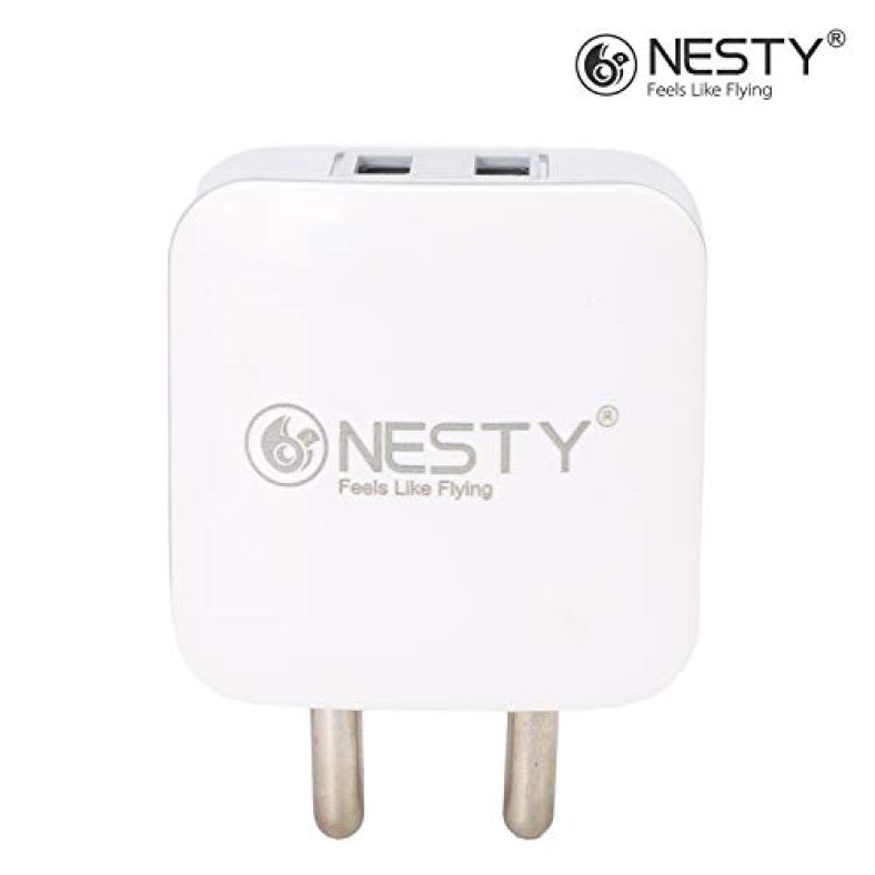 Nesty Gr-511 2.4 Amp Dual Port Usb Adapter With V8 Data Cable (White)