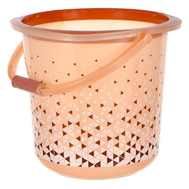 Kuber Industries Tinted Print Plastic Bucket For Home/Kitchen/Office/With Handle, 24 Litre (Brown)-46Km0348, Standard