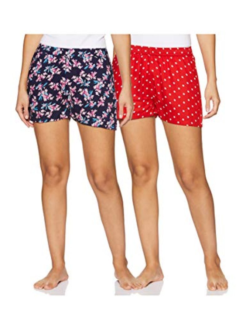 Longies Women’S Pack Of 2 (Lgwsrpo2V001_Red-Polka,Navi Floral_M)