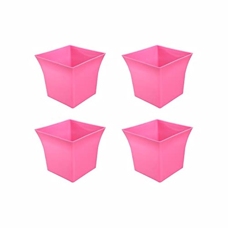 Kraft Seeds All New 10 Inch Uber Flower Planter With Quirky Designing For Home And Garden – Pink – Pack Of 4