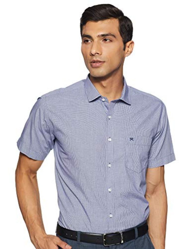 Hammersmith Men’S Checkered Regular Fit Formal Shirt (1104-Aa_Navy_Xx-Large)