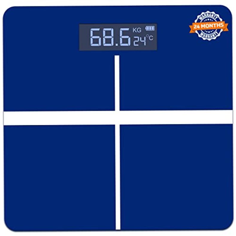 Beatxp Blue Plus Digital Bathroom Weighing Scale With Lcd Panel & Thick Tempered Glass, Electronic Weight Machine For Human Body – 2 Year Warranty