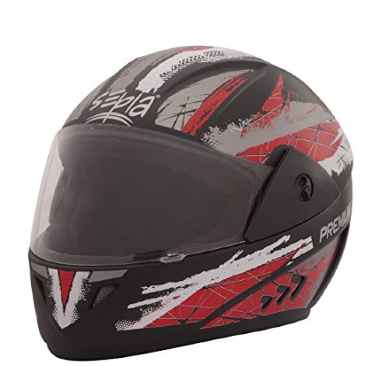 Sepia Abs Premium Rider Full Face Graphic Helmet (Black And Red, Medium)