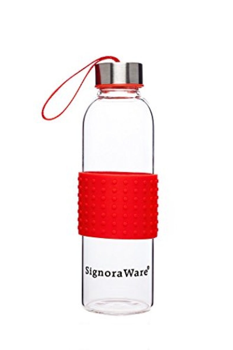Signoraware Aqua Star Bottle, 550 Ml With Silicon Sleeve, Red