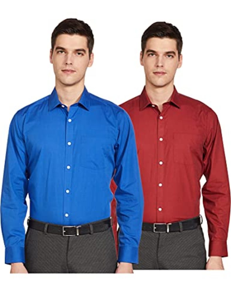 Amazon Brand – Symbol Men’S Regular Fit Shirt (Symfs-01-Po2_Fil100C_Royalblue&Red 44)