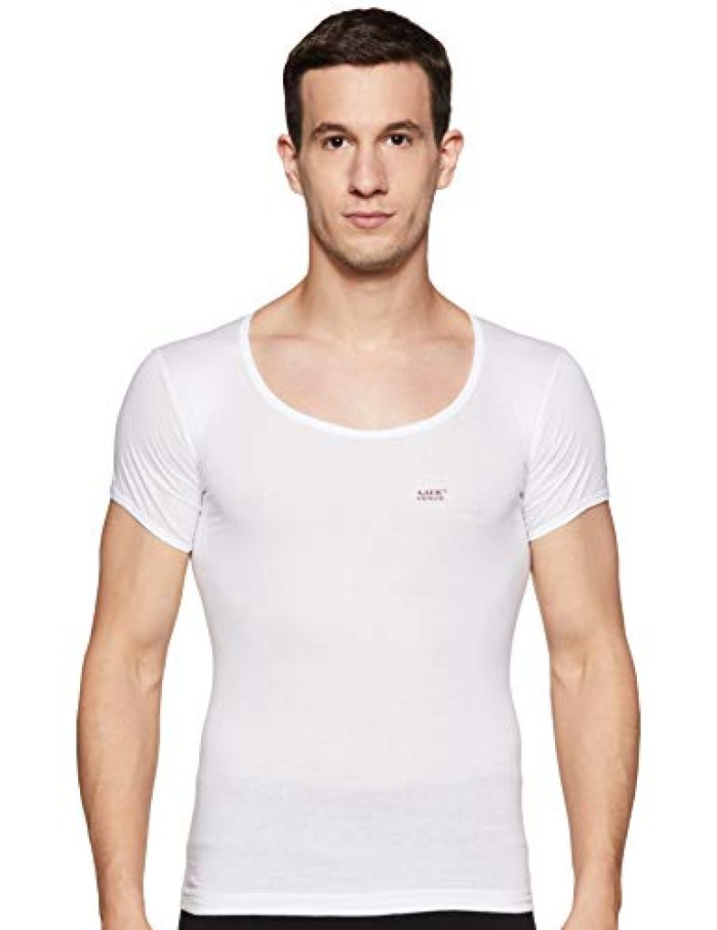 Lux Venus Men’S Solid Vest (Pack Of 5) (Venus_Wh_Rns_5Pc_White_80 Cm)