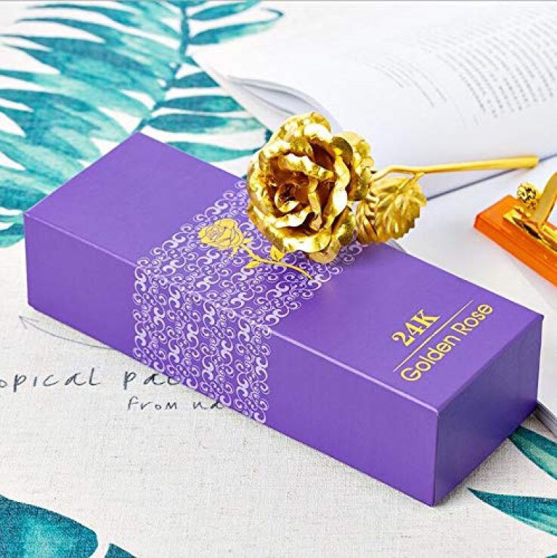 Fizzytech Artificial Rose And Gift Box And Carry Bag (Golden)