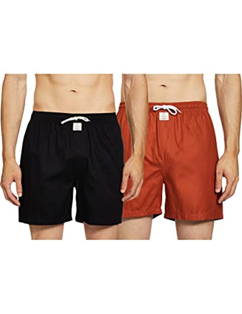 Hammersmith Men’S 3/4Th Fancy Shorts (Pack Of 2) (Hsboxpo2M007_Mustard,Black_Small)