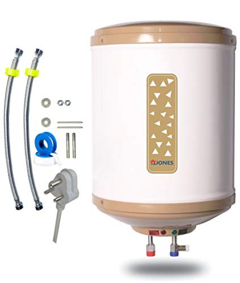 Jones Shakti Plus 10 Litre Vertical Stainless Steel Geyser With Wt Avs Technology (Instant Water Heater, Ivory) – 5 Star With Free Installation Kit.