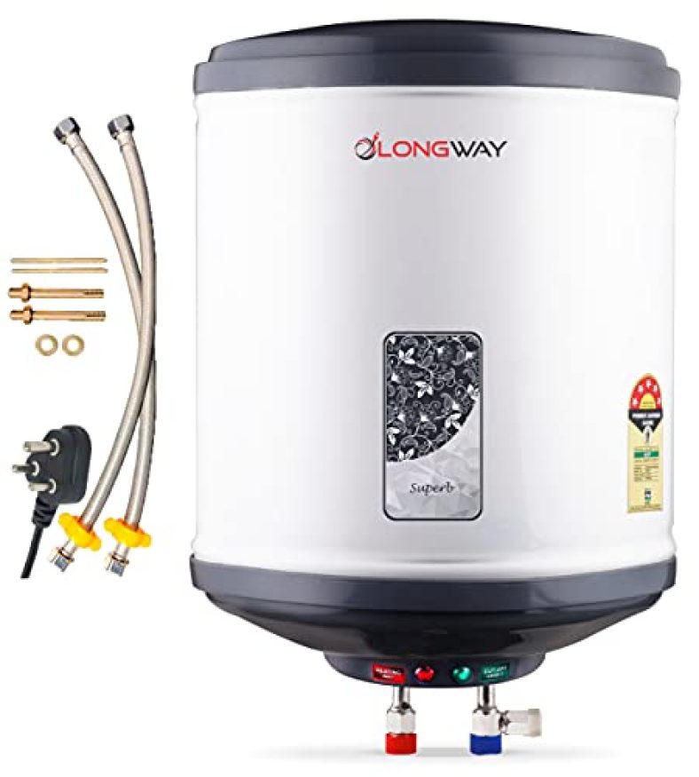 Longway Superb 15 Ltr With Free Installation Kit Automatic Instant Water Heater With Multiple Safety System & Anti-Rust Coating 5 Star Rated (Gray, Pack Of 1) (15 Litre)