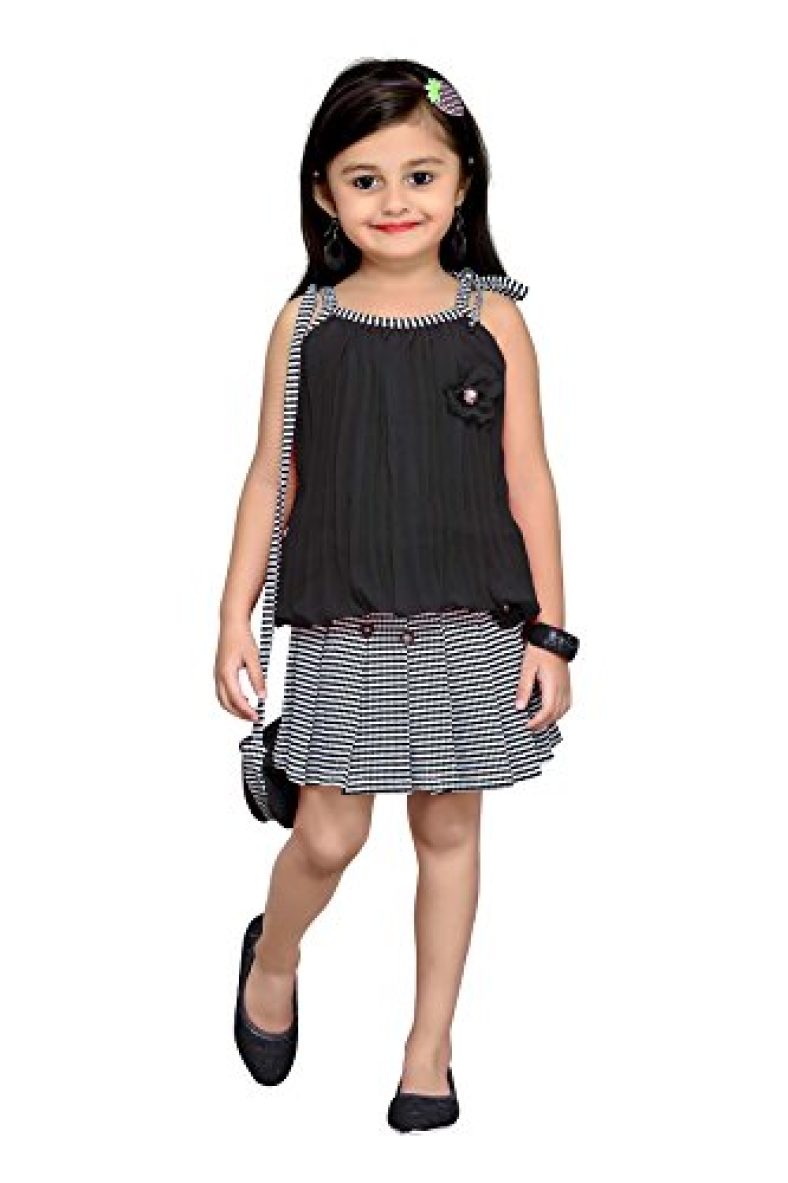 Aarika Girl’S Self Design Top And Skirt Set (Dr-703-Black-40)