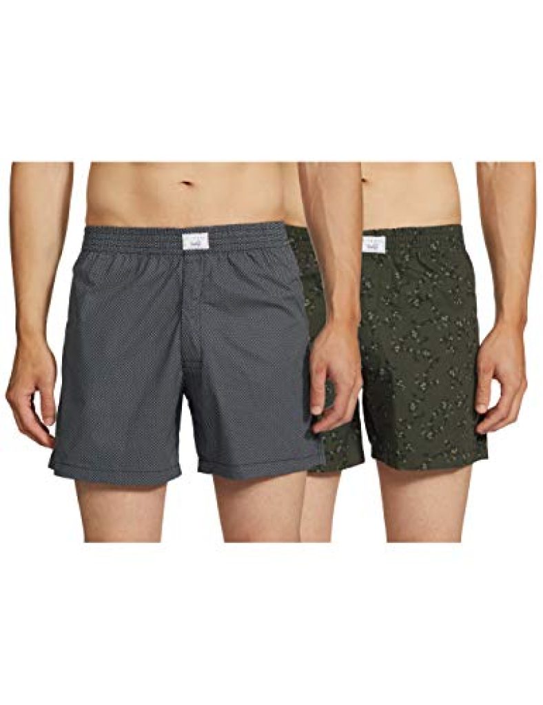Diverse Men’S Opaque Printed Boxer Shorts (Pack Of 2) (Dcmbs01Sc09L34-308_Grey, White_S)