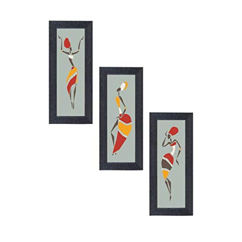 Random (Rp-1335) Multicolor Abstract Paintings, Set Of 3, (6″ X 14″) Each