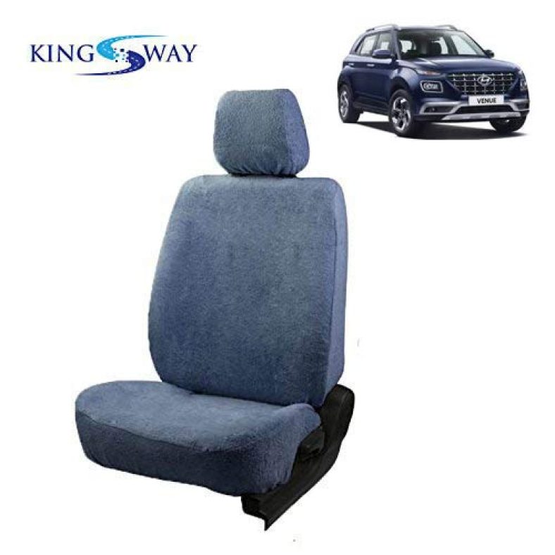Kingsway Pure Cotton Towel Fabric Seat Covers For Hyundai Venue (Model Year : 2019 Onwards) (Blue Color, Single Piece For Rear Seat)