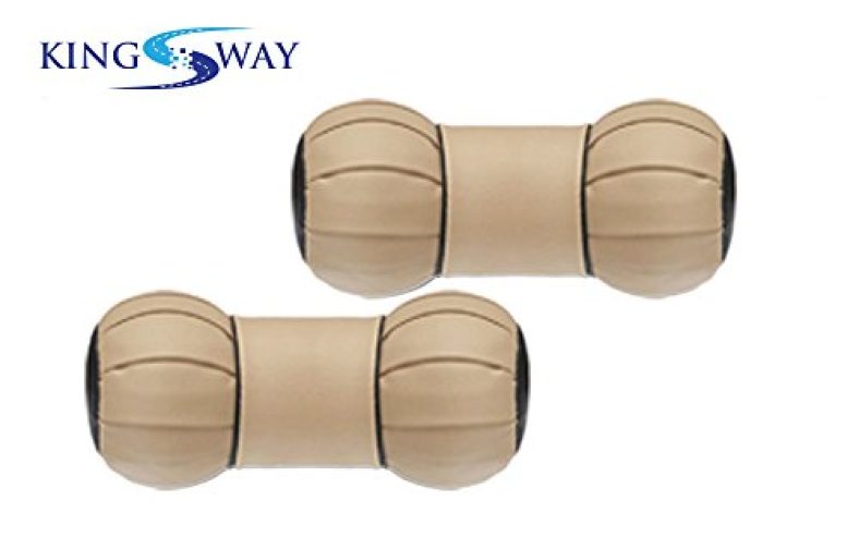 Kingsway Dumbell Shape Car Neck Rest Pillow For Honda Crv (New Model) (Beige Color, Set Of 2, Leatherette)
