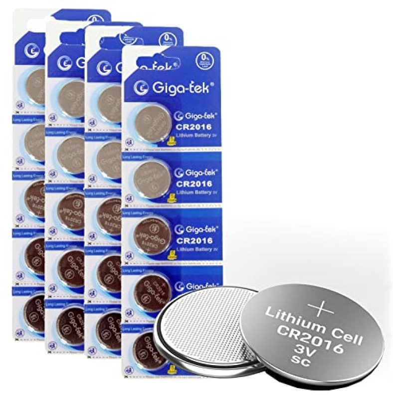 Giga-Tek Coin Battery/Button Cell Mini Alkaline Battery Model: Cr2016 (20’S Packs)