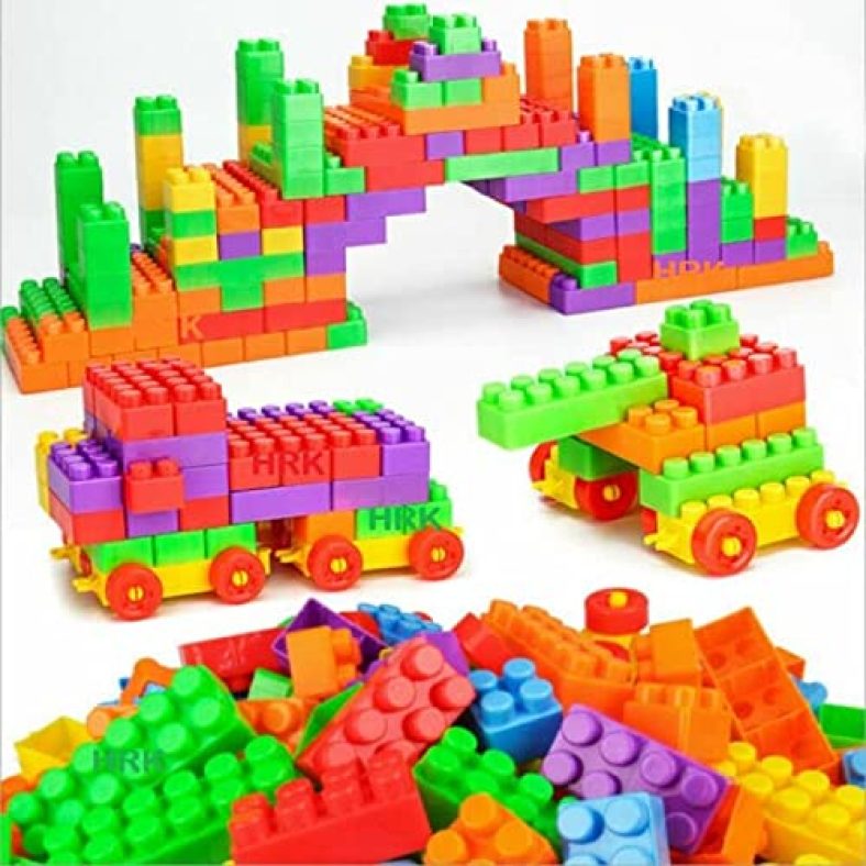 Hrk Blocks Set For Kids, Play Fun And Learning Blocks For Kids Games For Children Block Game Puzzles Set Boys,Children Multi Color (50 Bricks Blocks)