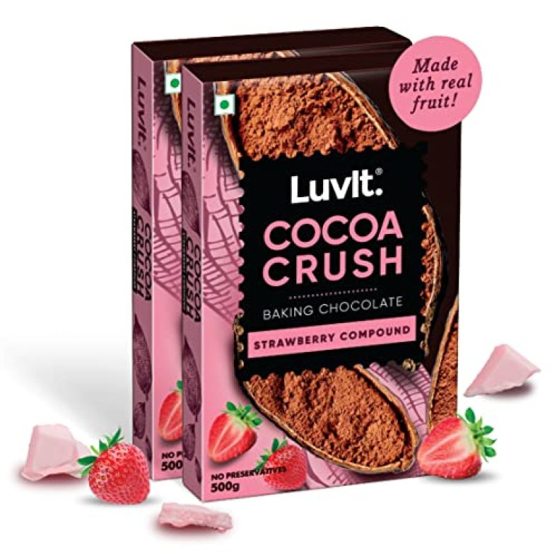 Luvit Cocoa Crush Strawberry Compound Bar | Perfect For Baking, Frostings, Chocolate Making | No Preservatives | Pack Of 2 – 500G Each