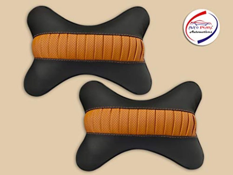 Auto Pearl Neck Rest Black Tan Strip Dot (Set Of 2 Pcs) For – All Cars