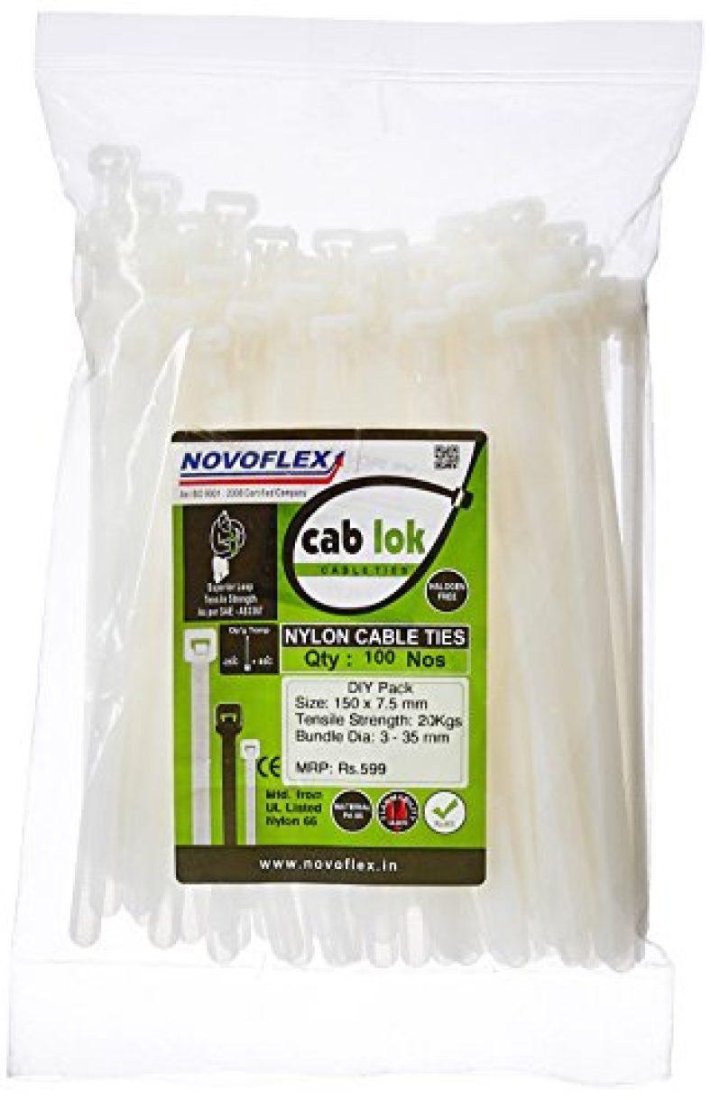 Novoflex Reusable Cable Ties – Cpu Series – 150Mm, Natural White (Pack Of 100)