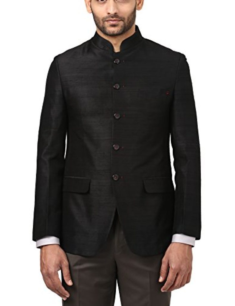 Ethnix Silk Black Regualr Fit Jacket