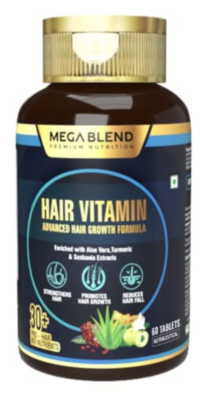 Megablend Hair Vitamin Advanced Growth Formula Tablet Enriched With Aloe Vera, Turmeric And Sesbania Extracts (Pack Of 60, Tablet)