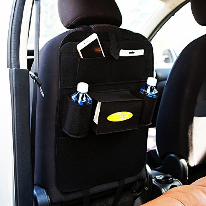 Autofy Universal 7 Pocket Car Auto Seat Back Organizer Back Seat Organiser Mobile Pen Tissue Lunch Box Holder Multi Pocket Storage Hanger For All Cars (Black)