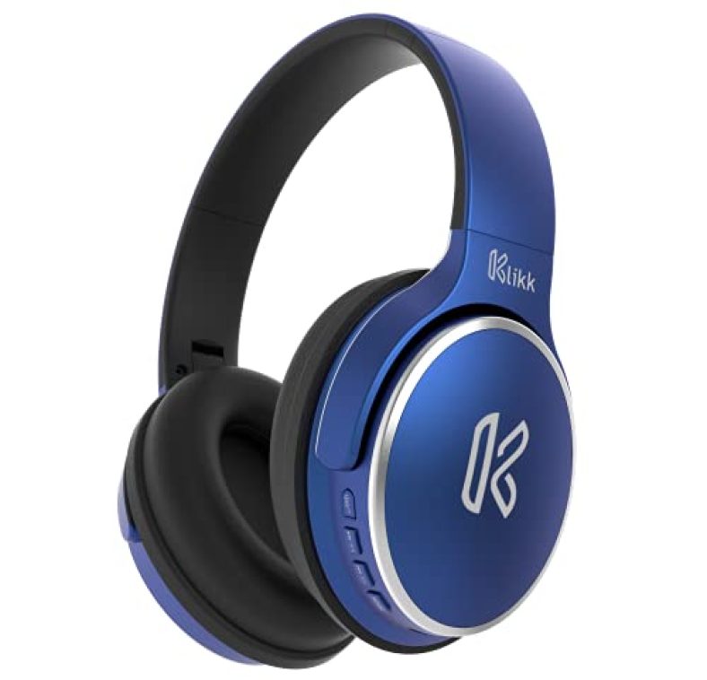 Klikk Rock On 101 Bluetooth Wireless Over Ear Headphones With Mic | 30 Hours Playback | Aux & Voice Assistant Support (Blue)