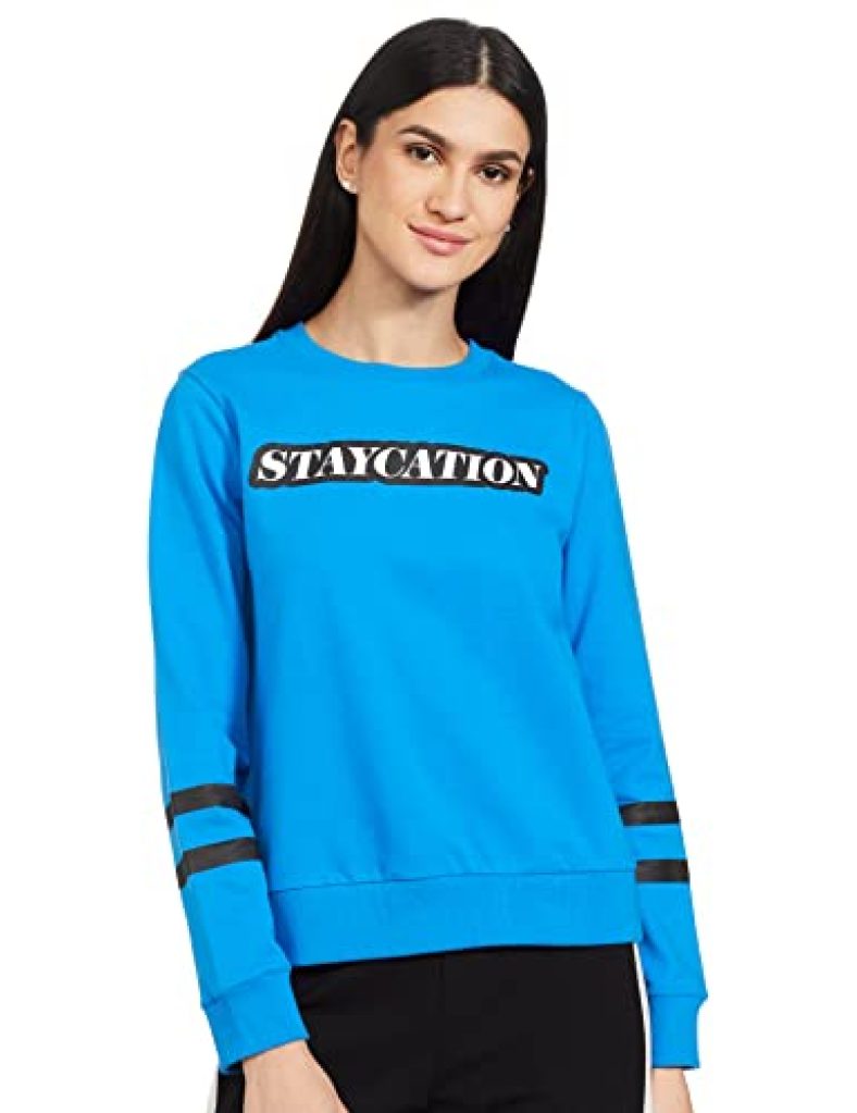 Only Women’S Cotton Crew Neck Sweatshirts (15261839-Directoire Blue_Directoire Blue_M)