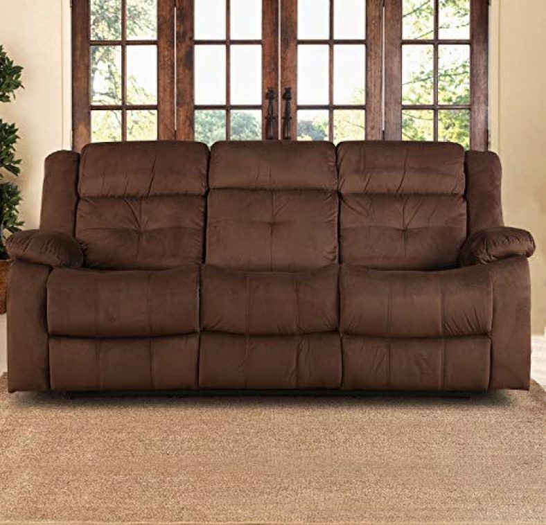 Hometown Christopher Fabric Three Seater Recliner In Brown Colour