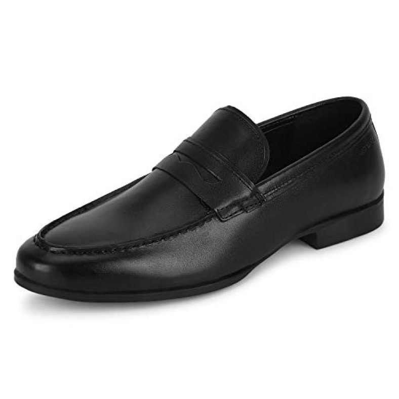 Red Tape Men Black Leather Loafers-9 Uk (43 Eu) (Rts11661D)