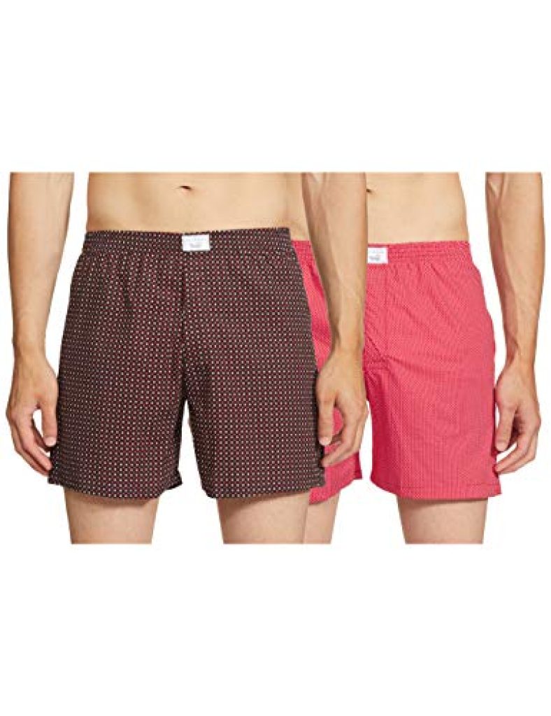 Diverse Men’S Printed Slim Fit Cotton Boxer (Combo Pack Of 2)(Dcmbscmsc09L35-340_Multicolor_S) Red