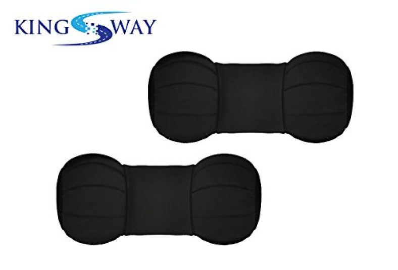 Kingsway Dumbell Shape Car Neck Rest Pillow For Fiat Punto (Black Color, Set Of 2, Leatherette)