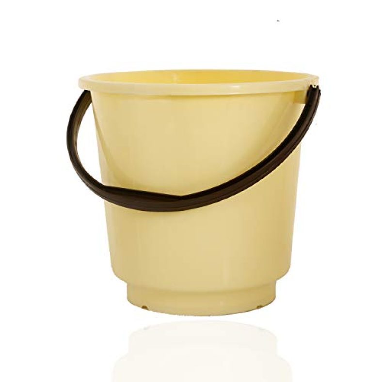 Kuber Industries Unbreakable Strong Plastic Bathroom Bucket 16 Ltr (Cream & Brown) – Ctktc23462