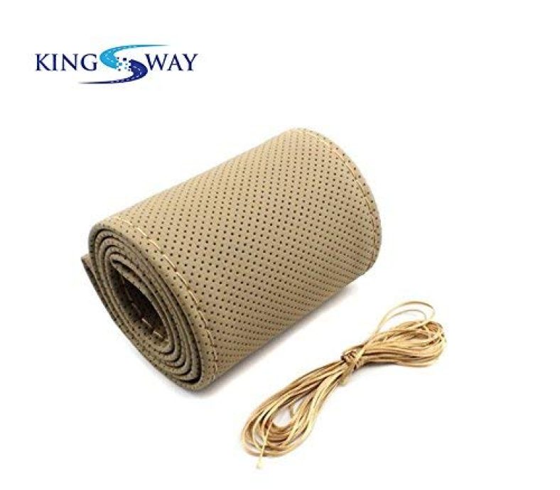 Kingsway Pu Leatherite Stitched Steering Cover For Honda Amaze (Model 2018 Onwards)(Beige Color)