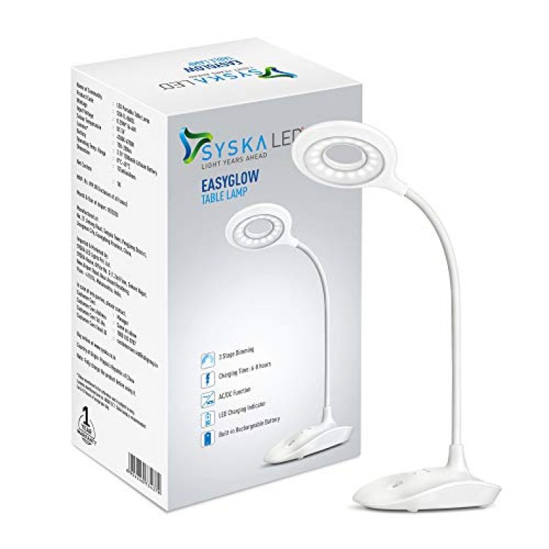 Syska Ssk-Tl-8602L Easyglow 4W Led Table Lamp With 3 Stage Dimming Light(White,Pack Of 1)