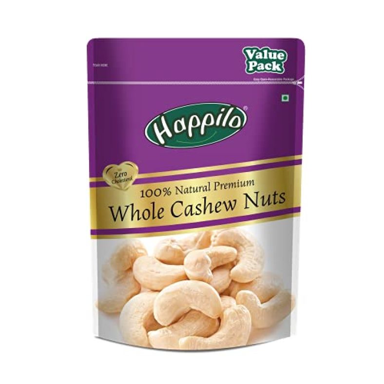 Happilo 100% Natural Premium Whole Cashews Value Pack Pouch, 500 G