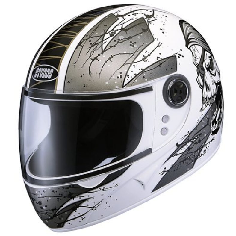 Studds Chrome Super D3 Full Face Helmet (White And Grey, Xl)