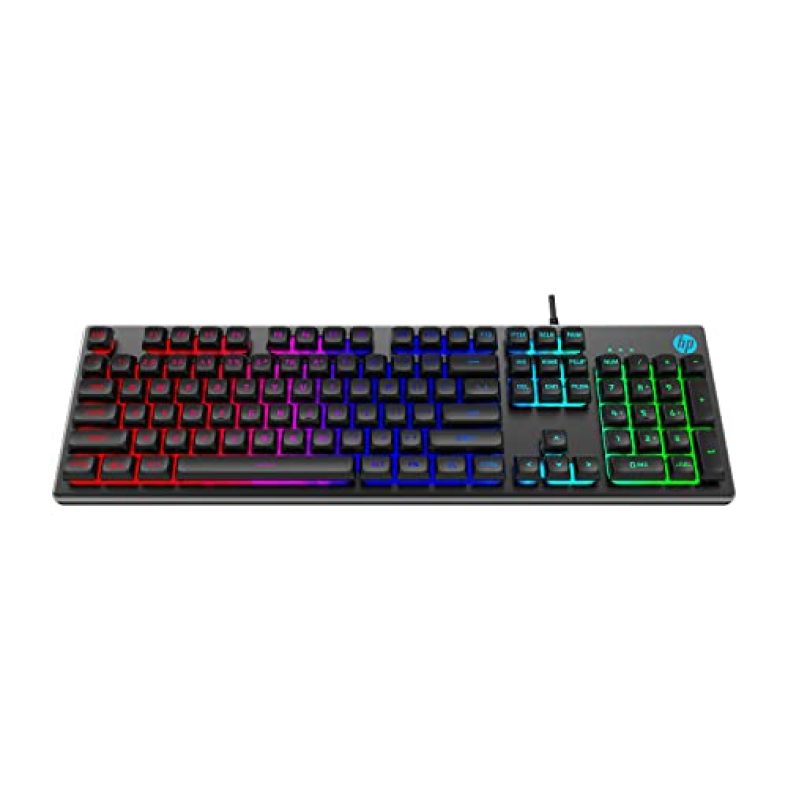 Hp K500F Backlit Membrane Wired Gaming Keyboard With Mixed Color Lighting, Metal Panel With Logo Lighting, 26 Anti-Ghosting Keys, And Windows Lock Key / 3 Years Warranty(7Zz97Aa)