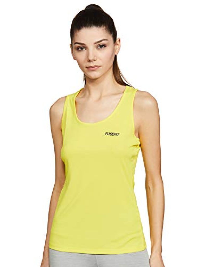 Fusefit Women’S Slim Fit (Ff Wmn Basic Vest_Yellow Medium)