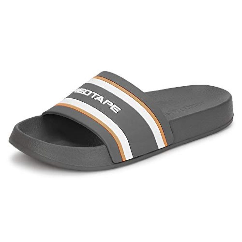 Red Tape Men Grey Printed Sliders