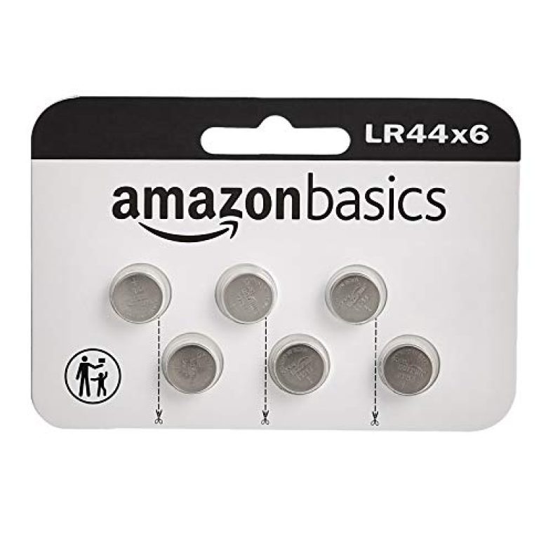 Amazonbasics Lr44 Alkaline Button Coin Cell Batteries, Pack Of 6