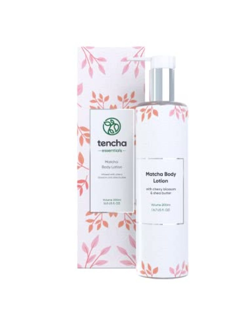 Tencha Essentials – Matcha Body Lotion With Cherry Blossom And Shea Butter For Deep Moisturization | Boost Collagen, Soothes & Hydrates Skin, 200 Ml