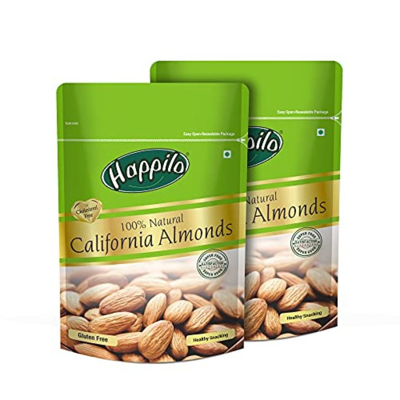 Happilo 100% Natural Premium Californian Almonds, 200G (Dried,Pack Of 2)